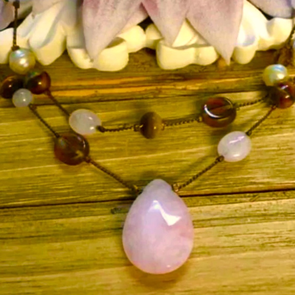 Rose Quartz and Tiger Eye Necklace